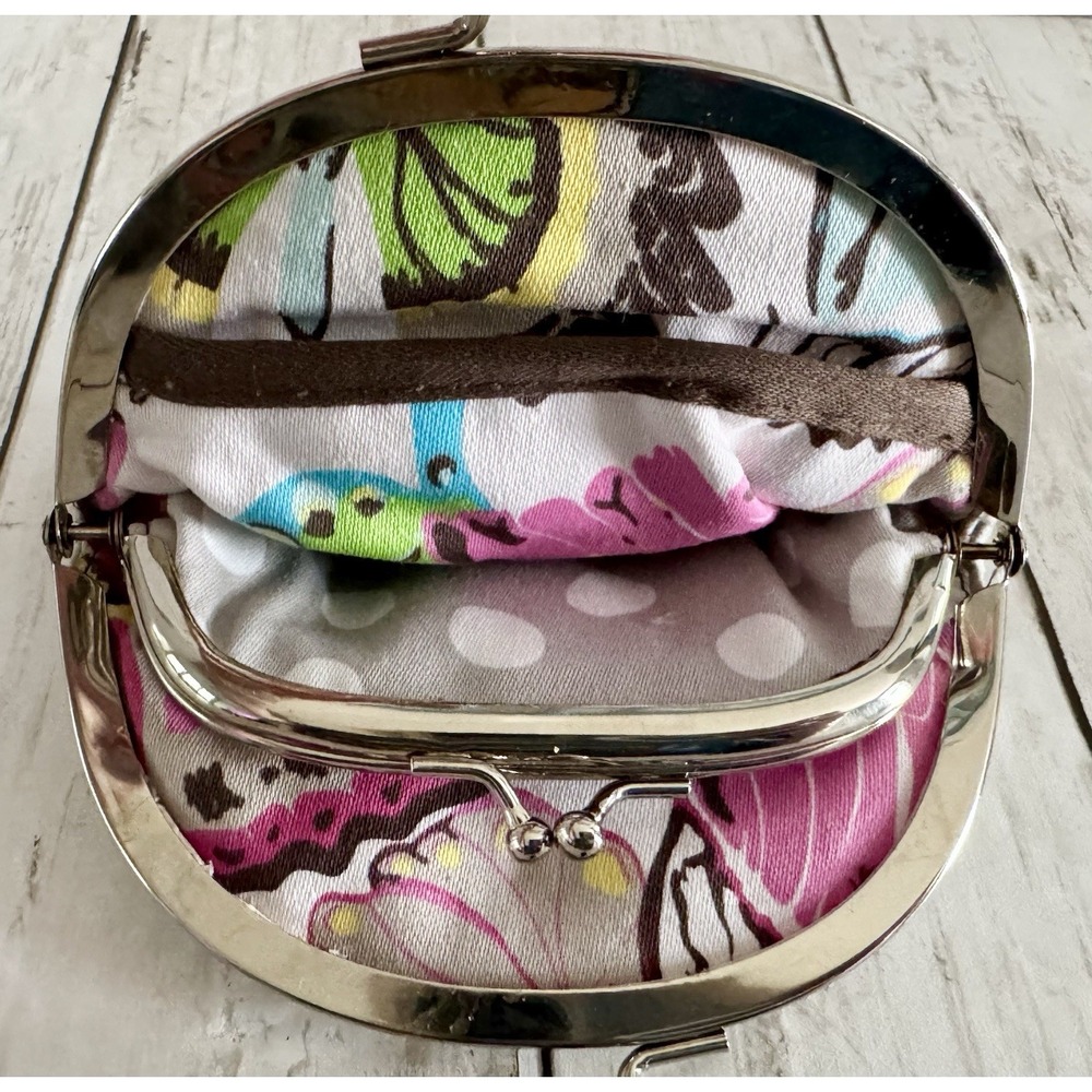 Thirty One Change Purse Double Kiss Lock Gray Polka Dot 2 In One Money Holder - Picture 3 of 5